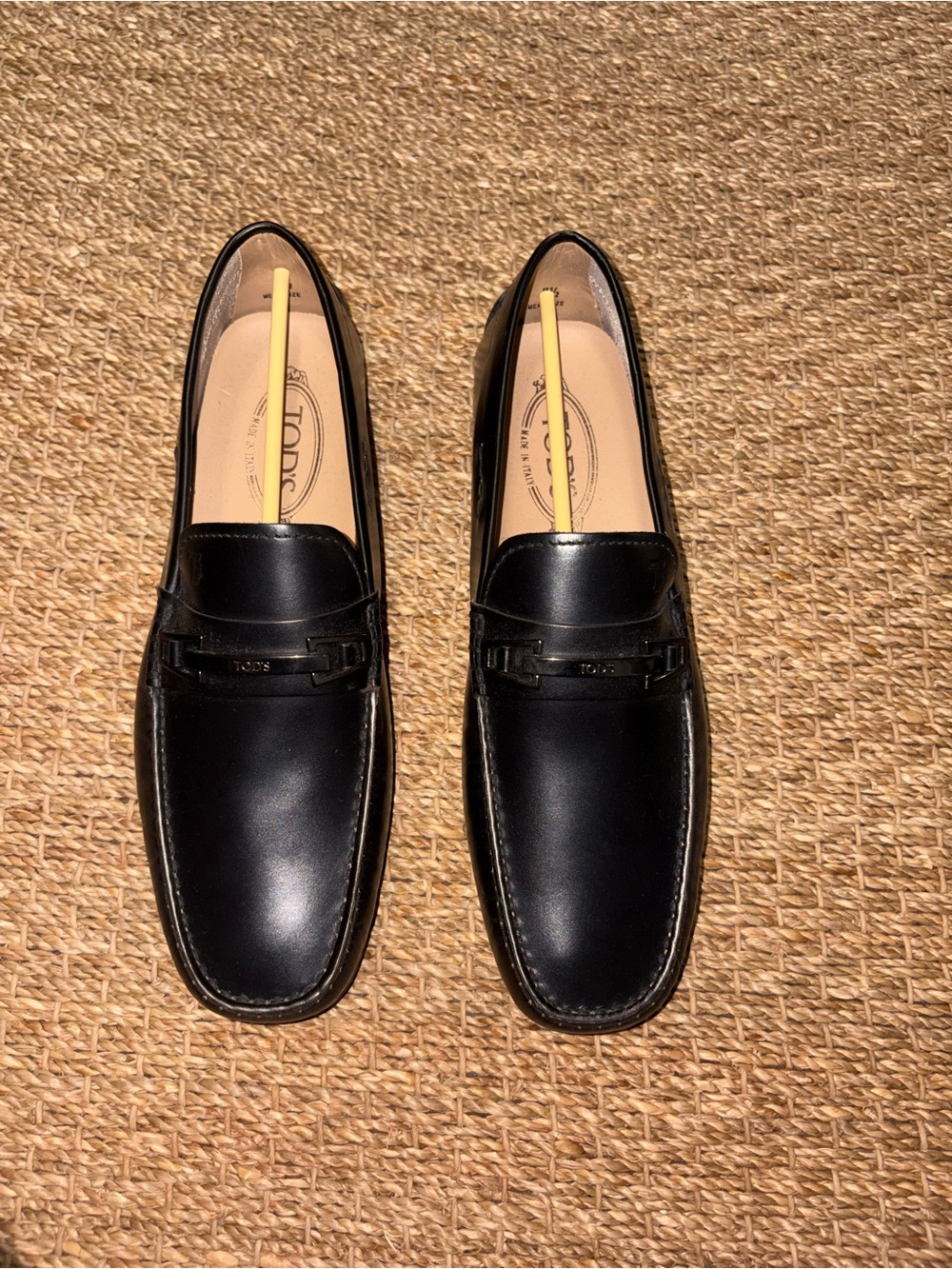 Tod's Black Leather Penny Strap Slip-On Loafers